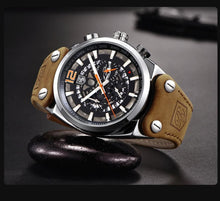 Load image into Gallery viewer, Mens Military Army Watches Analog Chronograph Watch Genuine Leather Strap Sports Casual Waterproof Male Quartz Wristwatch