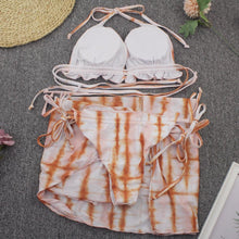 Load image into Gallery viewer, Bikini Women Push Up Swimsuit 3 Piece Bikini Set With Cover Up Women's Fashion 3 Piece Tie Dye Top Bikini Set Swimsuit Cover Up Skirt Swimwear Push Up Bather Swim Wear
