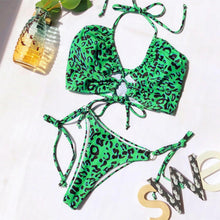 将图片加载到图库查看器,New Bikini Set Women Solid Female Cut Bikinis Swimwear Push Up Swimsuit Bath Suit Women's Bikini Padded Cutout Strappy Halter Swimsuits Two Piece Bathing Suits