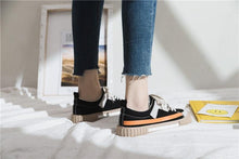 将图片加载到图库查看器,Womens New Spring Fashion Canvas Casual Flats Striped Vulcanize Fashion Style Sneakers Low-Cut Trainers Canvas Flat Sneakers Casual Slip On Canvas Comfortable Design