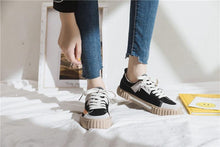 将图片加载到图库查看器,Womens New Spring Fashion Canvas Casual Flats Striped Vulcanize Fashion Style Sneakers Low-Cut Trainers Canvas Flat Sneakers Casual Slip On Canvas Comfortable Design