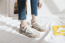 将图片加载到图库查看器,Womens New Spring Fashion Canvas Casual Flats Striped Vulcanize Fashion Style Sneakers Low-Cut Trainers Canvas Flat Sneakers Casual Slip On Canvas Comfortable Design