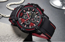 Load image into Gallery viewer, Modern Men's Black Quartz Watches Sports Silicone Strap Luminous Hands Wristwatch Luxury Waterproof Analog Watch
