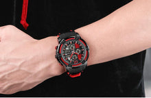 Load image into Gallery viewer, Modern Men's Black Quartz Watches Sports Silicone Strap Luminous Hands Wristwatch Luxury Waterproof Analog Watch