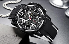 Load image into Gallery viewer, Modern Men's Black Quartz Watches Sports Silicone Strap Luminous Hands Wristwatch Luxury Waterproof Analog Watch