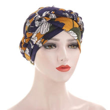 Load image into Gallery viewer, Fashion Soft Cotton Print Braid Turban Lightweight Muslim Turbans Head For Women Women's Hijabs Caps Hat Lightweight Inner Hijab Caps Elegant Arab Wrap Head Scarves Turban Scarf For Women
