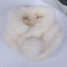 Load image into Gallery viewer, New Winter Solid Color Warm Thicken Soft Collar Scarf Faux Rabbit Fur Neckerchief Plush Warm Hot Scarfs Cross Collar Scarf Shawl Solid With Pearl Elegant For Women
