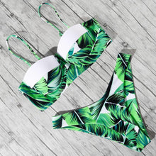 将图片加载到图库查看器,Animal Print Leopard Bikini Push Up Swimsuit Women Bikini Set Bathing Suit Bandeau Beach Wear Swimwear Women Casual Leopard Printed Triangle High Waist Two Piece Bikini Sets