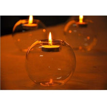 Load image into Gallery viewer, Round Hollow Glass Candle Tea light Holder Candlestick Home Decorations for Dinner Table Wedding Candle Holder Wedding Candlestick Fine Transparent Crystal Glass Candlestick Dining Home Decor