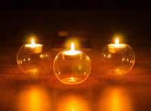 Load image into Gallery viewer, Round Hollow Glass Candle Tea light Holder Candlestick Home Decorations for Dinner Table Wedding Candle Holder Wedding Candlestick Fine Transparent Crystal Glass Candlestick Dining Home Decor