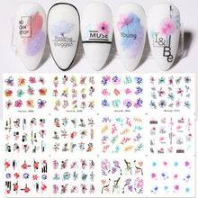 Load image into Gallery viewer, Summer Glitter Nail Decals Stickers Gold Black White Leaf Manicuring Foils Geometric Slider Nail Art Adhesive Decor Adhesive 3D Wave Design Decoration for Women Girls Art Stickers Decal Decoration Metallic Curve Strip Line Nail Decor