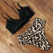 将图片加载到图库查看器,High Waist Bikini Leopard Bikini Women Push Up Swimsuit Women's Leopard Print Swimsuits High Waist Bikini Set 2 Piece Bathing Suits Women Printed Swimwear Tie Dye Summer Swim Beachwear