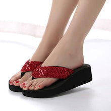 将图片加载到图库查看器,Summer Women Flip Flops Casual Sequins Anti-Slip Slippers Beach Flip Flat Sandals Beach Open Toe Shoes Womens Glitter Bling Fancy Slide Flat Low Sparkle Sandals Elegant Shoes