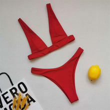 将图片加载到图库查看器,Summer Bikini Stylish Swimwear Women Halter Push Up Bikini Women's Neck Triangle Bikini Set Leopard Print Two Piece Swimsuits Set Swimsuit Female Lemon Print Bandage Bathing Suit