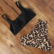 将图片加载到图库查看器,High Waist Bikini Leopard Bikini Women Push Up Swimsuit Women's Leopard Print Swimsuits High Waist Bikini Set 2 Piece Bathing Suits Women Printed Swimwear Tie Dye Summer Swim Beachwear