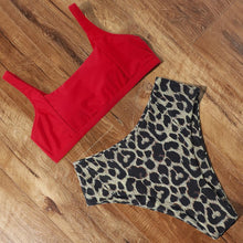 将图片加载到图库查看器,High Waist Bikini Leopard Bikini Women Push Up Swimsuit Women's Leopard Print Swimsuits High Waist Bikini Set 2 Piece Bathing Suits Women Printed Swimwear Tie Dye Summer Swim Beachwear