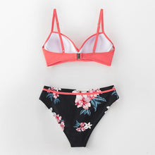 将图片加载到图库查看器,Push Up Floral Bikini Sets Women Two Pieces Swimsuits Women's Bathing Suits Push Up Halter Bandage Bikini Floral Printing Swim Bottoms Two Piece Swimsuits New Girl Beach Bathing Suits Swimwear