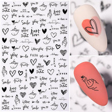 Load image into Gallery viewer, Alphabet Love Shaped Pattern 3D Nail Stickers Slider Valentine Day Decals Foil For Love Nail Art Decoration Pop Art Nail Stickers Sexy Girl Designs Comics Water Transfer Decals Manicure Lips Nail Art Decorations Slider Nail Art Stickers