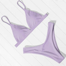 Load image into Gallery viewer, Bikini Swimwear Women Swimsuit Push Up Micro Bikinis Set Swimming Bathing Suit Beachwear Summer Thong Bottom Two Piece Bikini Double Shoulder Straps Cute Swimsuit Triangle Bathing Bikini