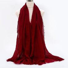 Load image into Gallery viewer, Light Soft Fashion Solid Scarf Crinkle Cotton Linen Wrap Shawl Hijab Muslim Woman Shawls Turban Islamic Clothing Head Wrap For Women