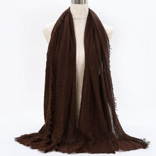 Load image into Gallery viewer, Light Soft Fashion Solid Scarf Crinkle Cotton Linen Wrap Shawl Hijab Muslim Woman Shawls Turban Islamic Clothing Head Wrap For Women