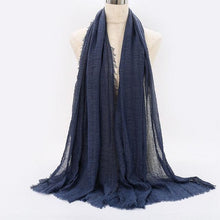 Load image into Gallery viewer, Light Soft Fashion Solid Scarf Crinkle Cotton Linen Wrap Shawl Hijab Muslim Woman Shawls Turban Islamic Clothing Head Wrap For Women