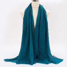 Load image into Gallery viewer, Light Soft Fashion Solid Scarf Crinkle Cotton Linen Wrap Shawl Hijab Muslim Woman Shawls Turban Islamic Clothing Head Wrap For Women