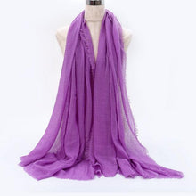 Load image into Gallery viewer, Light Soft Fashion Solid Scarf Crinkle Cotton Linen Wrap Shawl Hijab Muslim Woman Shawls Turban Islamic Clothing Head Wrap For Women