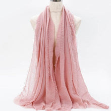 Load image into Gallery viewer, Light Soft Fashion Solid Scarf Crinkle Cotton Linen Wrap Shawl Hijab Muslim Woman Shawls Turban Islamic Clothing Head Wrap For Women