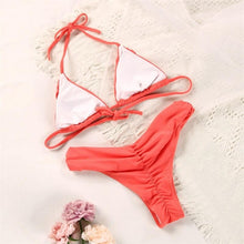 将图片加载到图库查看器,Fashion Swimwear Women Bikini Sets Women Lace Up Two Piece String Bikinis Beach Swimsuit Triangle Bathing Suit Side Tie Swimwear String Swimming Suit For Women Bathing Suit Micro Halter String Triangle Bikini