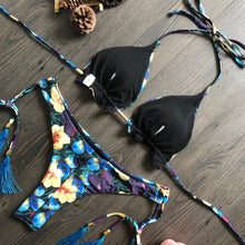将图片加载到图库查看器,Popular Women's Beachwear Bikini Set Swimwear Push-Up Padded Swimsuit Floral Bikini Set Low Rise Ruffled Two Pieces Swimsuit Push Up Bathing Suit Swimwear