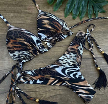 将图片加载到图库查看器,Popular Women's Beachwear Bikini Set Swimwear Push-Up Padded Swimsuit Floral Bikini Set Low Rise Ruffled Two Pieces Swimsuit Push Up Bathing Suit Swimwear