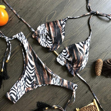 将图片加载到图库查看器,Popular Women's Beachwear Bikini Set Swimwear Push-Up Padded Swimsuit Floral Bikini Set Low Rise Ruffled Two Pieces Swimsuit Push Up Bathing Suit Swimwear