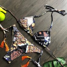 将图片加载到图库查看器,Popular Women's Beachwear Bikini Set Swimwear Push-Up Padded Swimsuit Floral Bikini Set Low Rise Ruffled Two Pieces Swimsuit Push Up Bathing Suit Swimwear