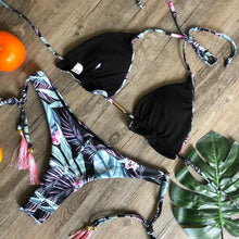 将图片加载到图库查看器,Popular Women's Beachwear Bikini Set Swimwear Push-Up Padded Swimsuit Floral Bikini Set Low Rise Ruffled Two Pieces Swimsuit Push Up Bathing Suit Swimwear