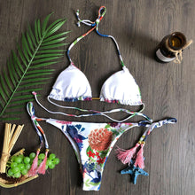 将图片加载到图库查看器,Popular Women's Beachwear Bikini Set Swimwear Push-Up Padded Swimsuit Floral Bikini Set Low Rise Ruffled Two Pieces Swimsuit Push Up Bathing Suit Swimwear