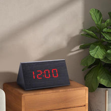 Load image into Gallery viewer, Digital Clock LED Wooden Alarm Clock Digital Alarm Clock with Wooden Electronic LED Time Display 3 Alarm Settings Humidity & Temperature Detect Wood Made Electric Clocks Table Sound Control Electronic Clocks Desktop USB/AAA Powered Home Table Decor