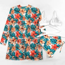 将图片加载到图库查看器,Summer Floral Print Bikini Swimsuit Women 3 Piece High-Waist Bikini Set Swimwear Female Push-Up Bathing Suit Tropical High Waist Wrap Swimsuit With Beach Cover Ups Soft And Breathable Summer Bikini