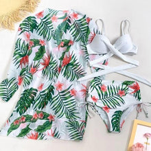 将图片加载到图库查看器,Summer Floral Print Bikini Swimsuit Women 3 Piece High-Waist Bikini Set Swimwear Female Push-Up Bathing Suit Tropical High Waist Wrap Swimsuit With Beach Cover Ups Soft And Breathable Summer Bikini