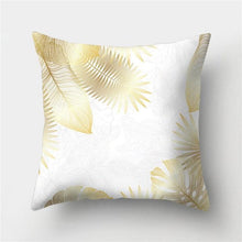 Load image into Gallery viewer, Tropical Leaf Flower Green Yellow Pillowcase Decorative Throw Pillow Case Cushion Cover Gold Stamping Leaves Polyester Cushion Cover Throw Pillow Decorative Cushions Home Decor Pillow Covers