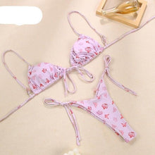 Load image into Gallery viewer, Halter Bikinis Swimsuit String Bikini Swimsuit for Women Triangle Tie Side Adjustable Swimsuit Bathing Suit 2 Piece Set New 2 Piece Swimwear High Cut Bikini Set Print Bandage Beachwear