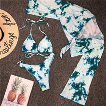 将图片加载到图库查看器,New Bikini Bikini Swimsuit For Women 3 Pieces Set Knot Front Off Shoulder Cover Up with Halter Bikini Sets Bathing Suit Women Swimwear Female Swimsuit Three-pieces Bikini set Halter Bather Bathing Suit Swim Beach Lady