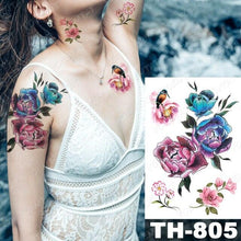 Load image into Gallery viewer, Luxury Big Waterproof Temporary Sticker Tattoo Large Flowers And Animals Body Tattos For Womens