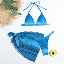 将图片加载到图库查看器,Print Swimsuit 3 Piece Mesh Bikini Set Women's Ribbed Floral Bikini Set Tie Side Swimsuit Cover Ups Daisy Butterfly Print Three Piece Bikini Swimwear Triangle Micro Bikini String Halter Swimwear Women Low Waist Bathing Suit