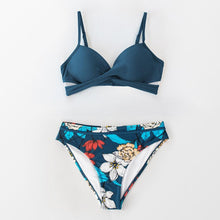 将图片加载到图库查看器,Push Up Floral Bikini Sets Women Two Pieces Swimsuits Women's Bathing Suits Push Up Halter Bandage Bikini Floral Printing Swim Bottoms Two Piece Swimsuits New Girl Beach Bathing Suits Swimwear