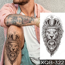 将图片加载到图库查看器,Elegant Black Waterproof Temporary Tattoo Sticker Lion Tiger Bear Flash Tattoos Leopard Wolf Colorful Big Tattoo Stickers For Mens Womens
