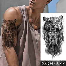 将图片加载到图库查看器,Elegant Black Waterproof Temporary Tattoo Sticker Lion Tiger Bear Flash Tattoos Leopard Wolf Colorful Big Tattoo Stickers For Mens Womens