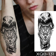 将图片加载到图库查看器,Elegant Black Waterproof Temporary Tattoo Sticker Lion Tiger Bear Flash Tattoos Leopard Wolf Colorful Big Tattoo Stickers For Mens Womens