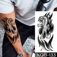 将图片加载到图库查看器,Elegant Black Waterproof Temporary Tattoo Sticker Lion Tiger Bear Flash Tattoos Leopard Wolf Colorful Big Tattoo Stickers For Mens Womens