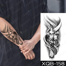 将图片加载到图库查看器,Elegant Black Waterproof Temporary Tattoo Sticker Lion Tiger Bear Flash Tattoos Leopard Wolf Colorful Big Tattoo Stickers For Mens Womens